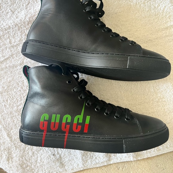 AUTHENTIC BLACK LEATHER GUCCI SNEAKERS… SIZE 40/6 MEN’S OR 9 WOMEN’S… EXCELLENT - Picture 4 of 14